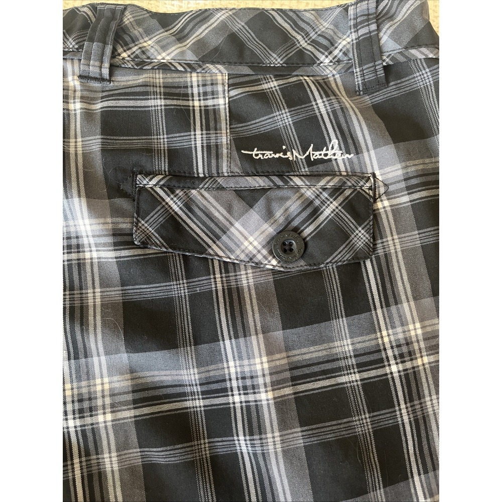 Travis Mathew Shorts Black Gray Plaid Performance Golf Stretch Mens 32 x 10‎ - Picture 2 of 7